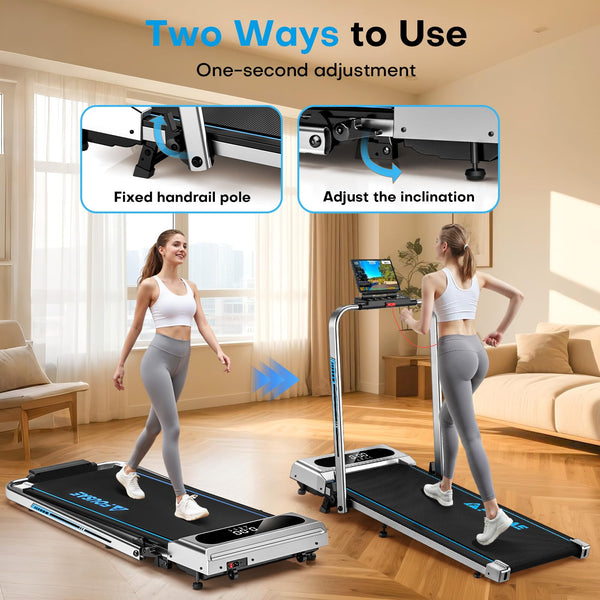 Treadmill, FOUSAE 5 in 1 Treadmills for Home Foldable with App Compatible, 12KM/H Under Desk Walking Pad with 9% Incline, 350 LB Weight Capacity, Magnetic Remote Control