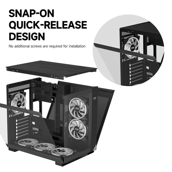 PCCOOLER CPS C3T500 AIRFLOW Mid-Tower ATX/M-ATX/ITX Case, Pre-installed 6 120mm PWM ARGB Fans,Column-Free Design,270° Full View Tempered Glass,360MM Radiator&400MM GPU Support,Easy Installation,WH