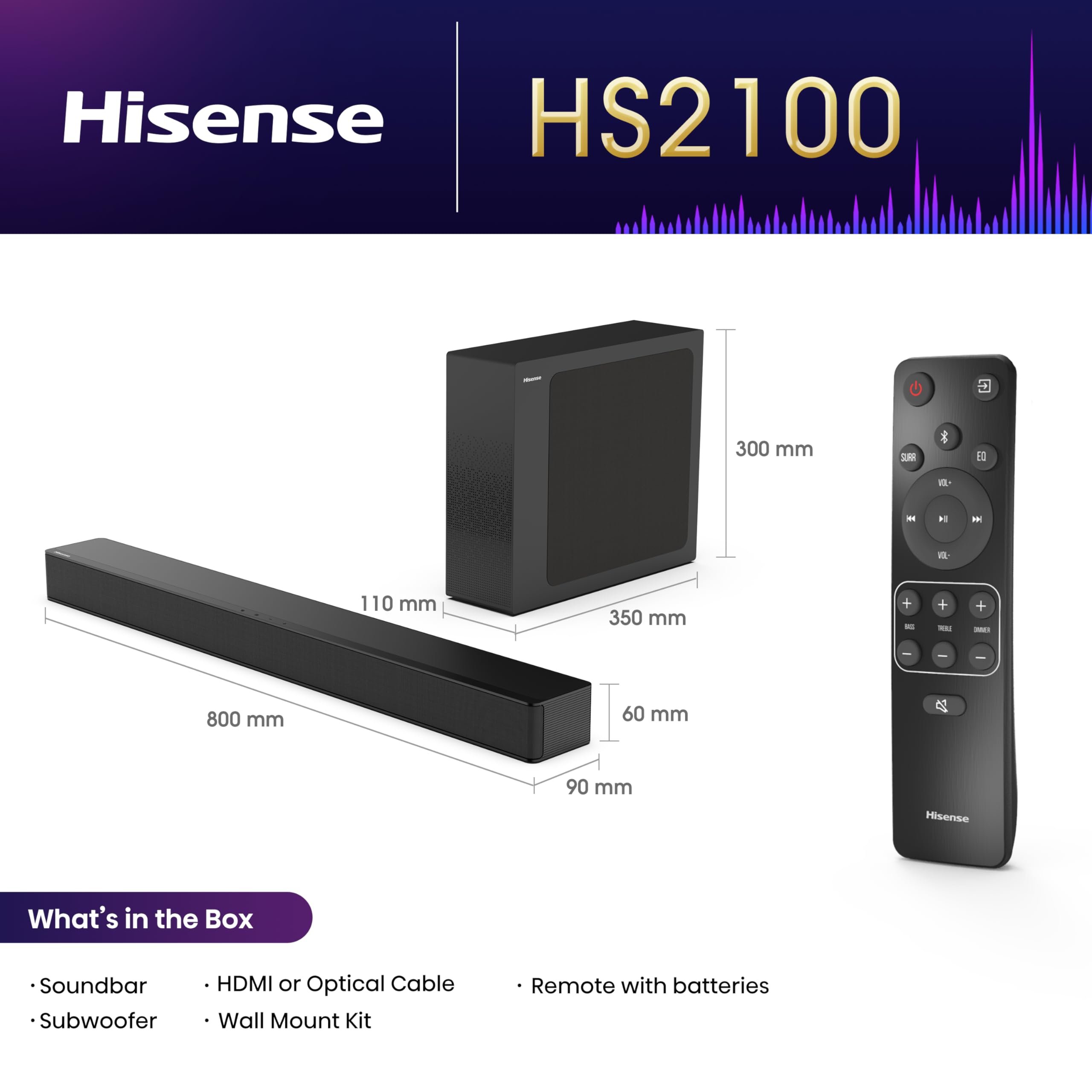Hisense AX5125H 5.1.2 Channel 500W Dolby Atmos Soundbar with Wireless Subwoofer& Up Firing Speakers& Turly Wireless Rear Speakers