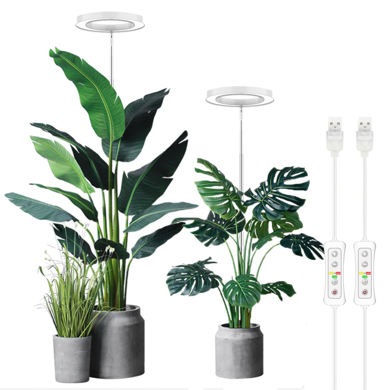 Plant Grow Light,yadoker LED Growing Light Full Spectrum for Indoor Plants,Height Adjustable, Automatic Timer, 5V Low Safe Voltage,Idea for Large