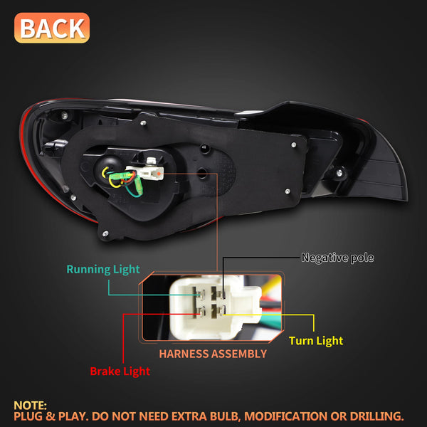 VLAND Rear Lights for GT86 FT86 2012-2020 BRZ 2013-2020 Tail Lights Assembly with Sequential Turn Signal (smoked a)