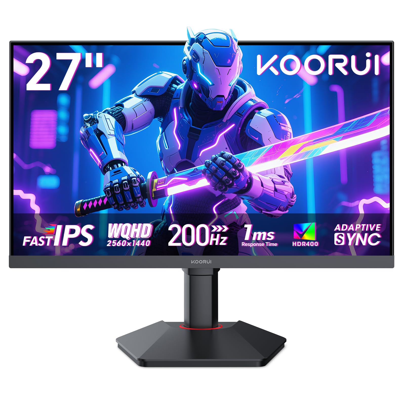 KOORUI 32 inch Curved Gaming Monitor,1440p(2560x1440),170Hz.1ms, 2K, QHD,VA 1500R, HDR10,Adaptive Sync, VESA & Eye Care Ultra-Thin Support DP/HDMI