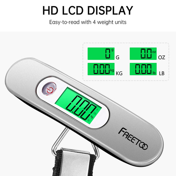 FREETOO Luggage Scale Portable Digital Weight Scale for Travel Suitcase Weigher with Tare Function 110 Lb/ 50Kg Capacity Red