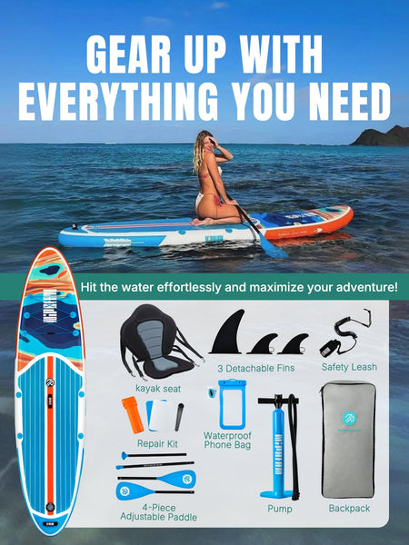 Niphean Inflatable Paddle Boards for Adults with All Accessories, 320cm Stand Up Paddle Board for All Skill Levels, SUP with 200kg Weight Capacity for 2 People, Inflatable Paddleboard with Seat