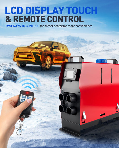 ShockFlo 12V 5KW Diesel Air Heater, All in One Parking Heater Kit with Remote Control, Silencer and LCD Display, Fast Heating, for RV Truck, Motorhomes, Boat, Bus, Car Trailer, Caravans