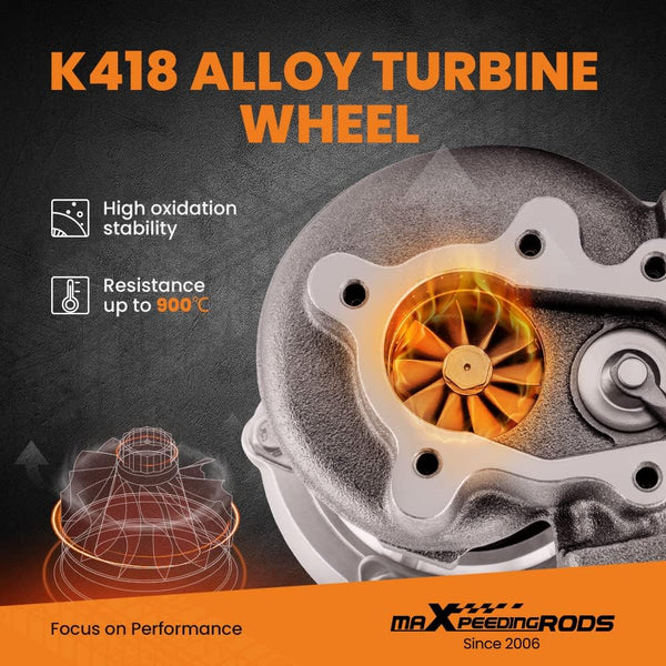 maXpeedingrods GT25 GT28 GT2871 Upgrade Turbo Charger 350BHP+ Boost 0.64 A/R, GT2860 SR20 CA18DET 5-Bolt Flange Universal Turbocharger for 1.5L-2.0L Engine Water + Oil Cooled Turbo W/Gaskets