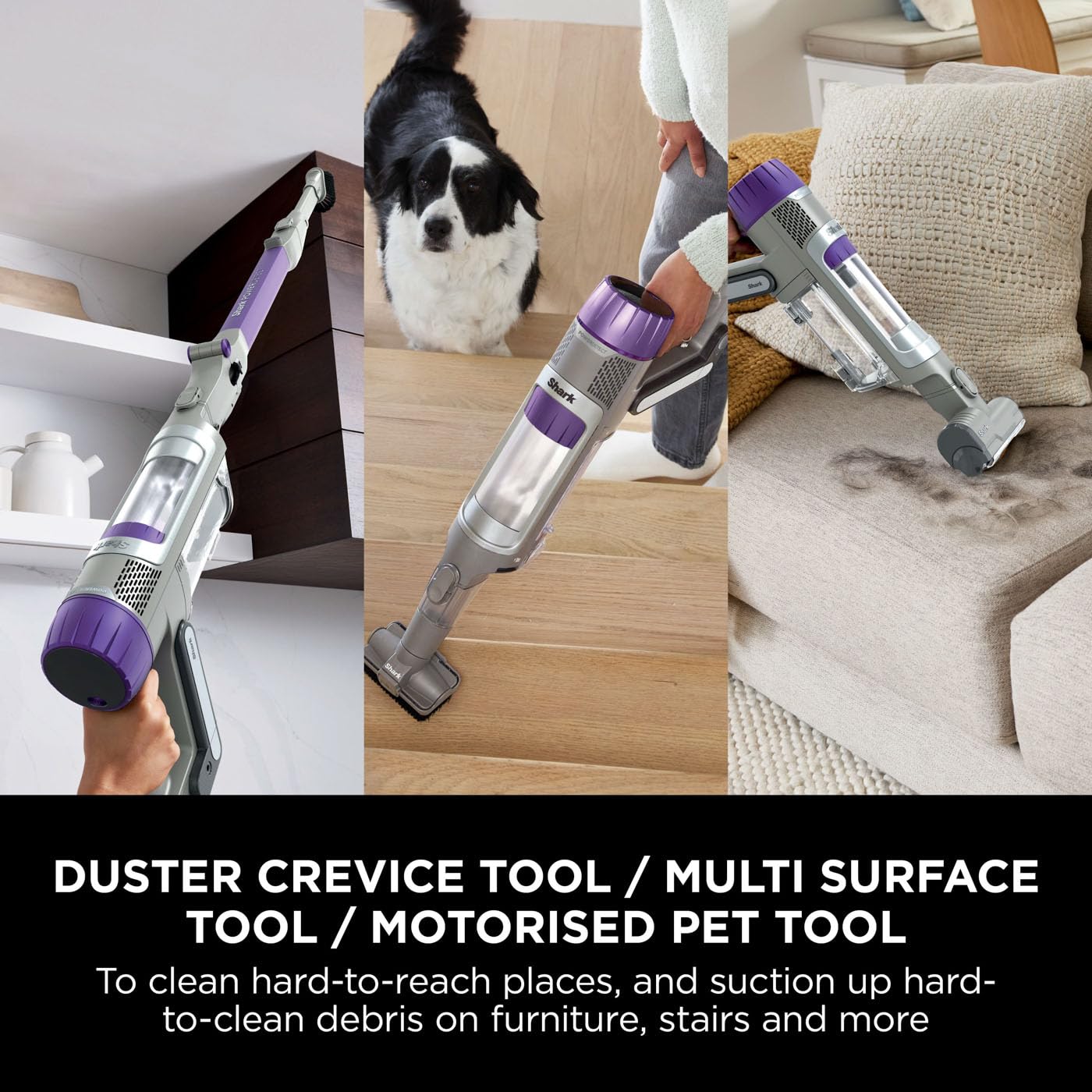 Shark PowerDetect Cordless Vacuum Cleaner, DuoClean Detect, Reverse Clean, Anti Hair Wrap Plus, Lightweight, 70 Min Runtime, Pet, Crevice & Multi-Surface Tools, Flexible, Handheld Mode, Grey IP1251UKT