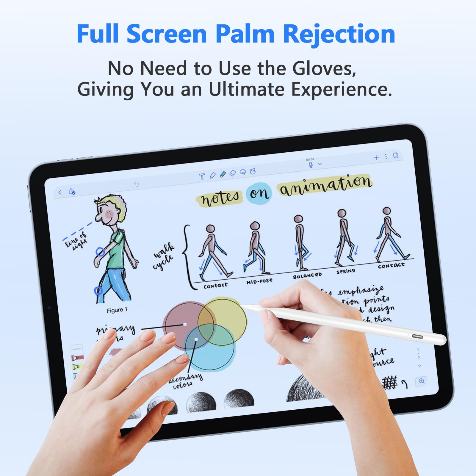 TQQ Pencil Compatible iPad 2018-2025, 2X Faster Charge, Pixel Precision, Tilt Sensitive Stylus Pen for Apple iPad 11/10/9/8/7/6th Gen, Pro 12.9/11/13 Inch M4, Air 3/4/5/M2/M3, Mini 5/6