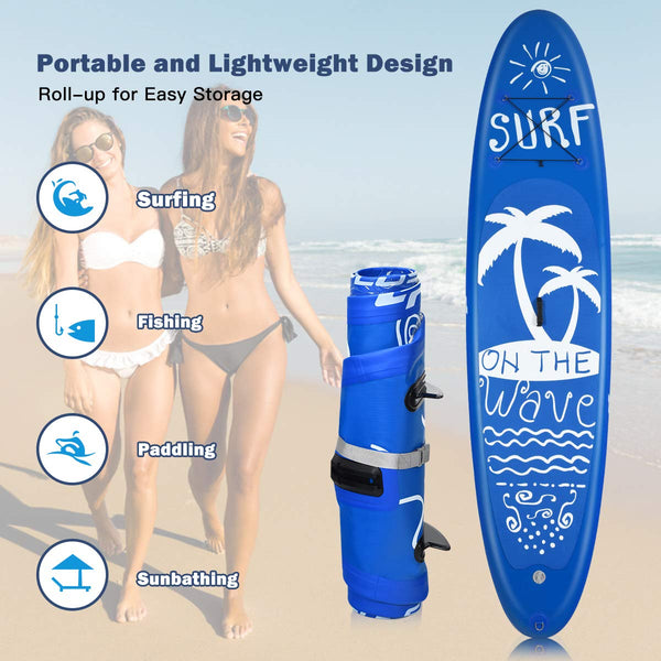 COSTWAY 9.7FT/11FT Inflatable Stand Up Paddle Board, 16cm Thick SUP with Accessories, Carry Bag, Adjustable Paddle, Hand Pump, Bottom Fin, Ankle Leash, Non-Slip Deck, for All Levels