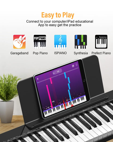 OYAYO 88 Key Digital Piano Full Size Semi-Weighted Keys, Complete Bundle Includes Double X Stand, Travel Bag, Touch Sensitivity Portable Keyboard for Beginners and Musicians on the Road