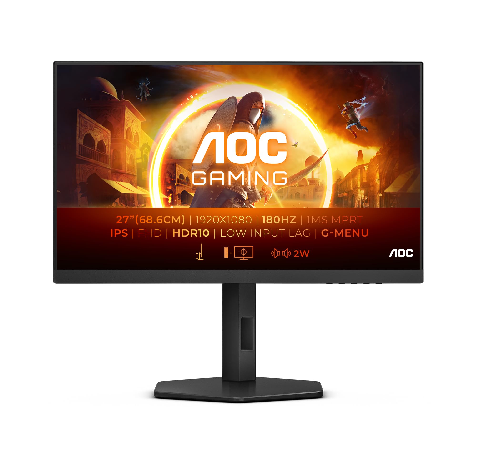 AOC Gaming 25G3ZM/BK - 24.5" 240Hz FHD Monitor, 0.5ms MPRT, FreeSync Premium (1920x1080, HDMI 2.0 x 2, DisplayPort 1.2 x 1, Headphone out (3.5mm)) black/red