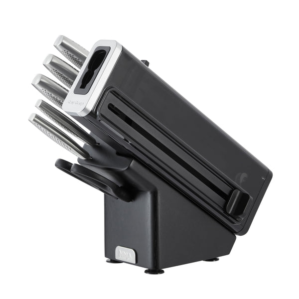 Ninja Foodi StaySharp Knife Block with Integrated Sharpener, 5-Piece Knife Set includes Chef, Bread, Slicing, Utility, Paring Knives, Stainless Steel K32005UK, Black