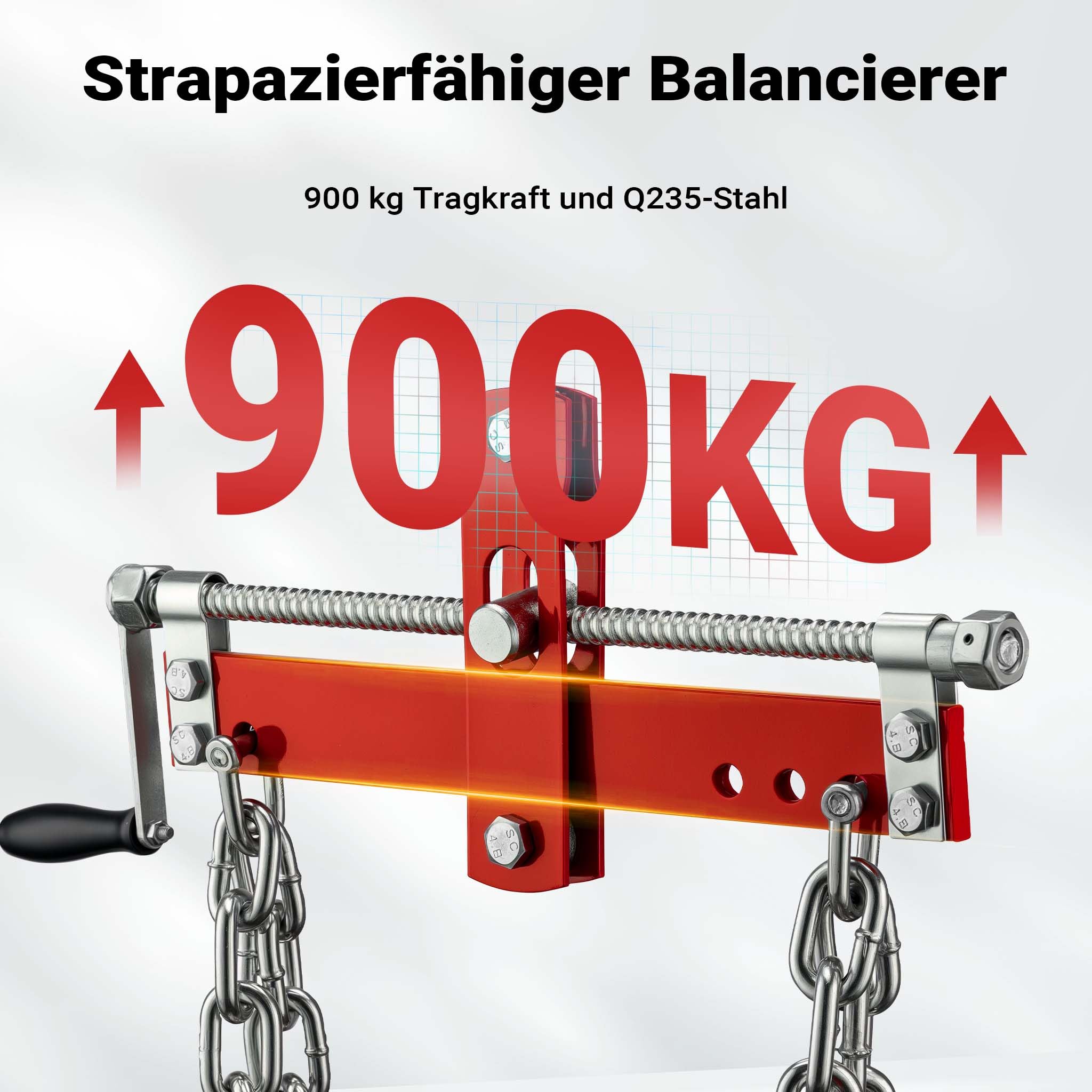 WilTec Solid Steel Engine Load Leveller - 750kg Max, Easy To Connect To Workshop Crane & Engine Stand, Includes four Chains with Safety Hooks