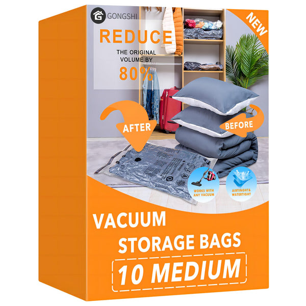 GONGSHI Vacuum Storage Bags (3 x Jumbo, 3 x Large, 3 x Medium, 3 x Small), Space Saver Sealer Compression Bags with Travel Hand Pump