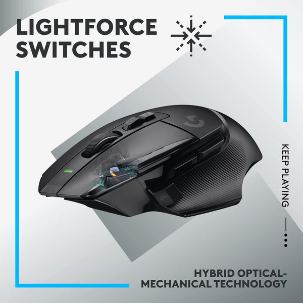 Logitech G G502 X PLUS LIGHTSPEED Wireless RGB Gaming Mouse - Optical mouse with LIGHTFORCE hybrid switches, LIGHTSYNC RGB, HERO 25K gaming sensor, compatible with PC - macOS/Windows - Black