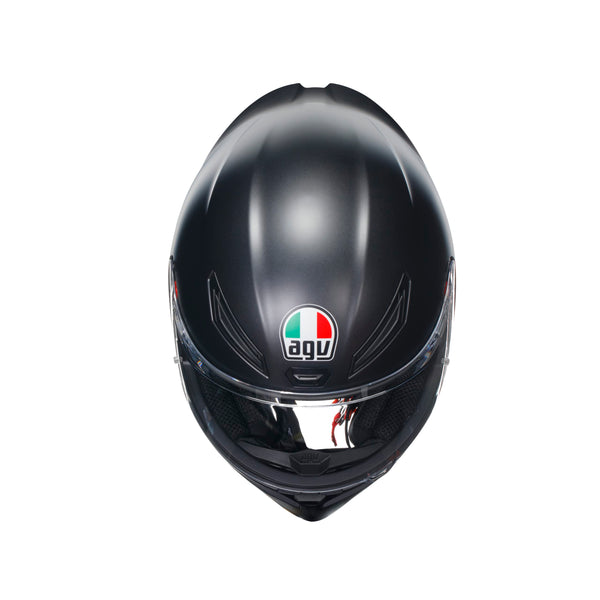 AGV - Helmet K1 S E2206, Full-face Motorbike Helmet, ECE, for Men, Racing Style with Spoiler, Air Intakes and Scratch Resistant Visor, 190° Field of View, with Intercom Ready, Black