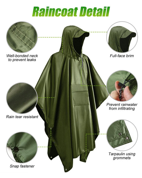 Victoper Waterproof Poncho Adult, Reusable Rain Poncho Adult Waterproof Poncho Waterproof Adult Lightweight Waterproof Raincoat for Outdoor Hiking Camping Cycling Traveling