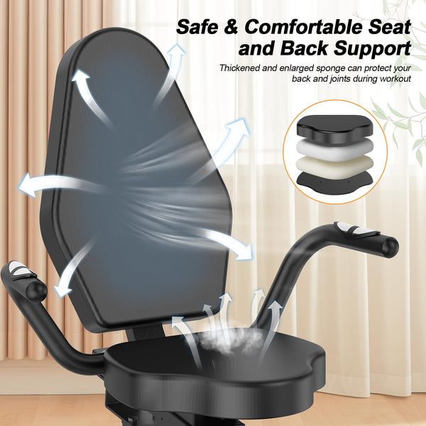 Jupgod Recumbent Exercise Bike, Recumbent Stationary Bike, 150KG Weight Capacity & 8-level Resistance, Magnetic Recumbent Bike with LCD Monitor, Heart Rate Handle