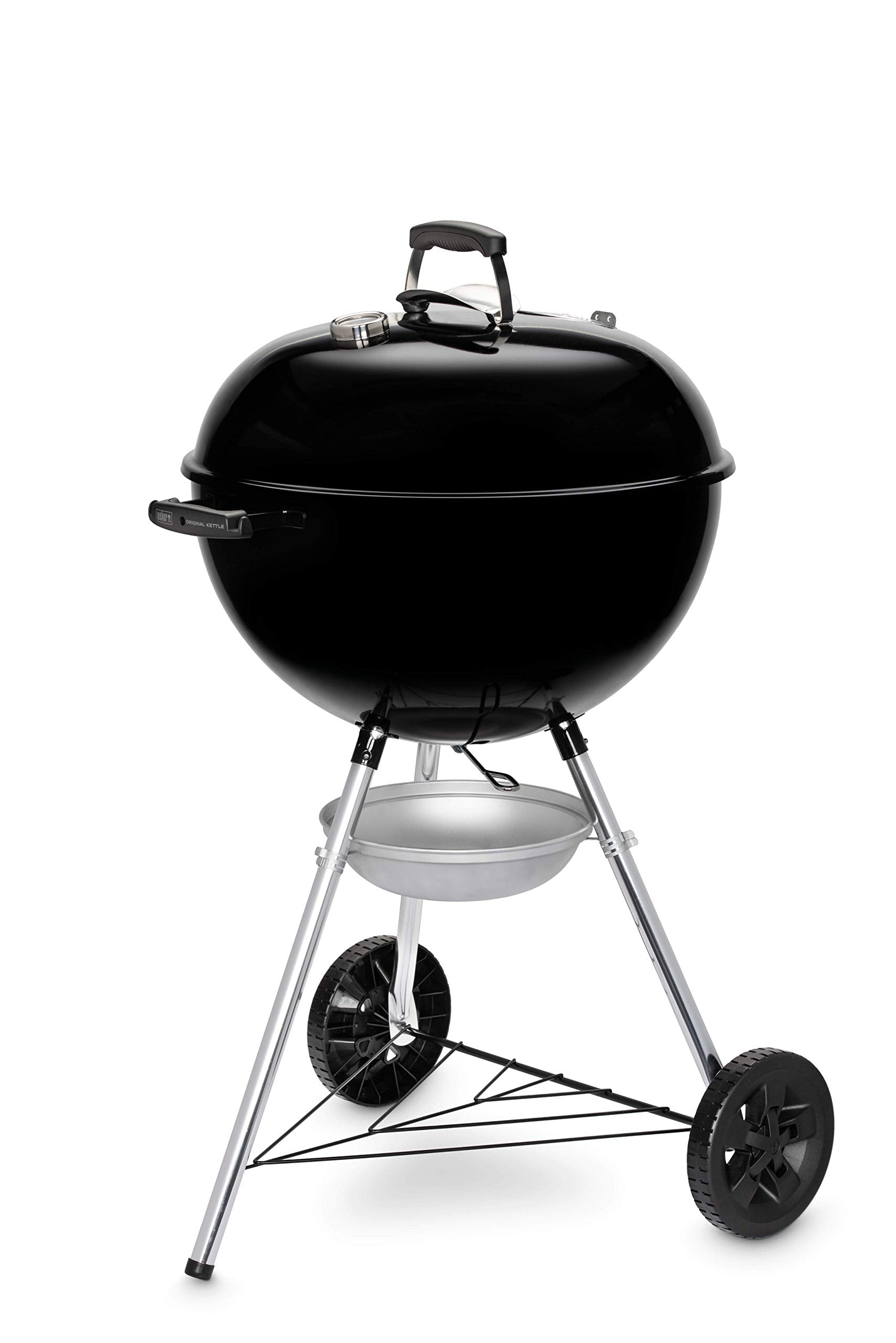 Weber Original Kettle Charcoal Grill, Ø 57cm Grill Area, BBQ Grill with Porcelain-Enamelled Lid & Bowl, Lid Thermometer, One-Touch Cleaning System - Black (14101004)