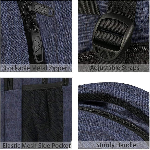 MATEIN Travel Laptop Backpack 15.6, Slim Laptop Rucksack with USB Charging Port Anti Theft Computer Backpack Bag Water Resistant College Work Daypack Lightweight Bag, Navy Blue