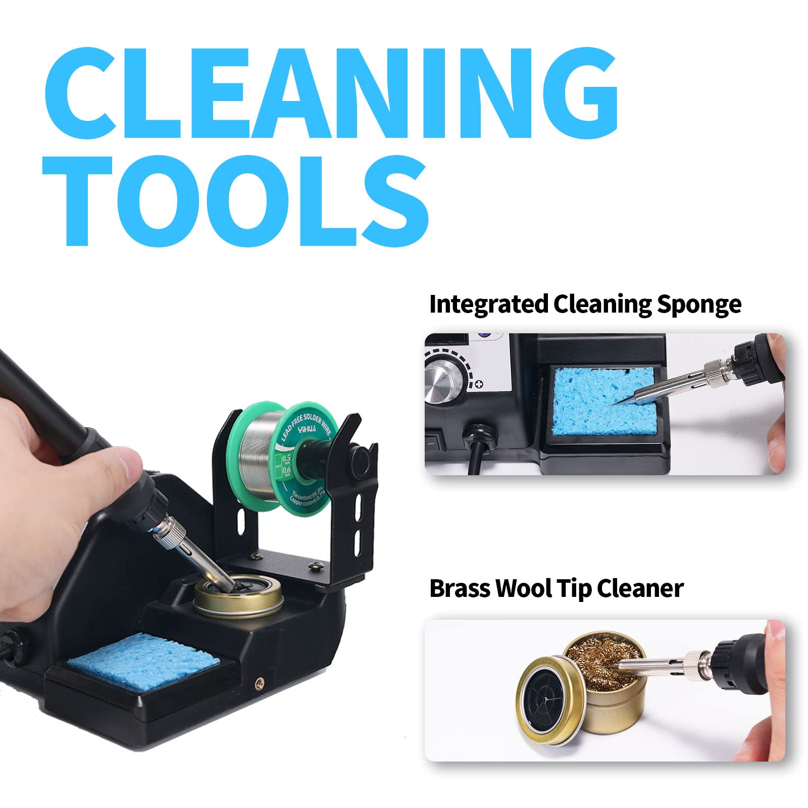 YIHUA 926LED IV 60W Digital Soldering Iron Station Kit w Temperature Stabilization for Soldering & Desoldering w Helping Hands 5 Soldering Iron Tips Lead-Free Solder Solder Sucker UK Plug (Silver)