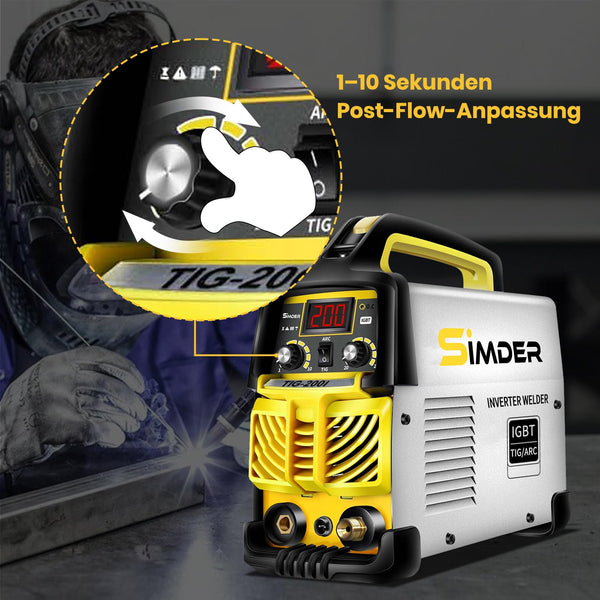 SSIMDER Tig Welder TIG-200 220V TIG MMA 2 in 1 Welding Machine Stick Arc Welding DC IGBT Inverter Welder Machine for Metal Fabrication/Automotive/DIY/Workshops,Best for Beginner