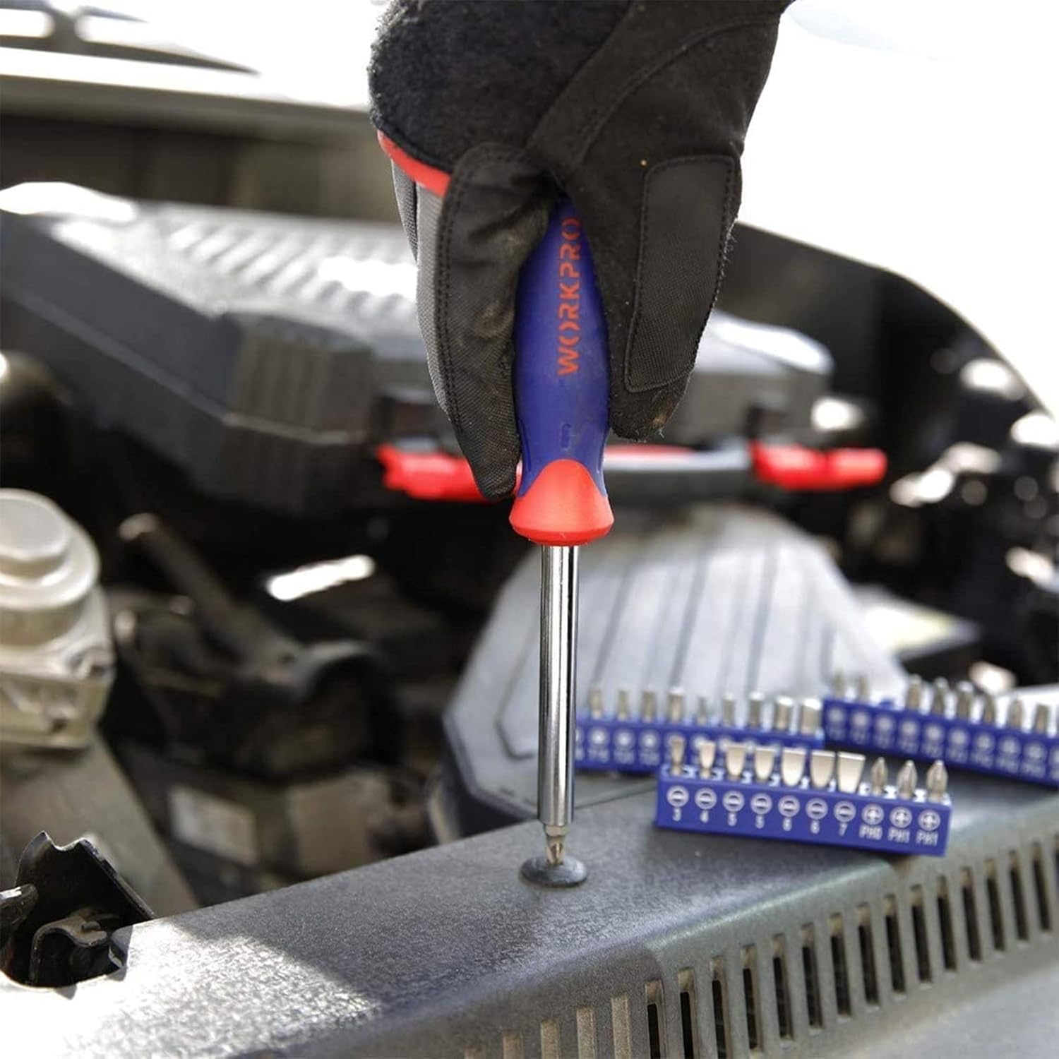 WORKPRO 160-Piece Home Repair Tool Kit with Durable Storage Case, Household DIY Tool Set Including Pliers, Sockets, Screwdrivers, Hex Keys, Wrenches, Ideal for DIY, Workshop, Garage