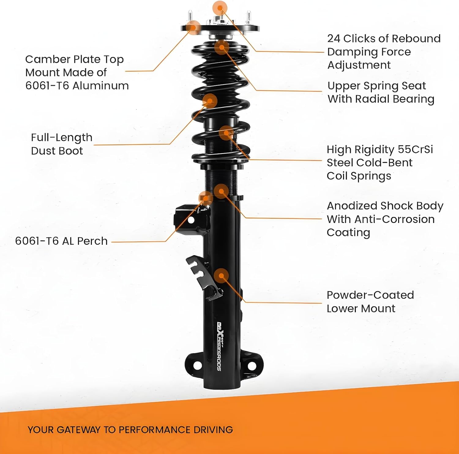 maXpeedingrods Performance Coilovers for BMW E36 3 Series Saloon Coupe Convertible Touring 1990-1998 318 328 325
