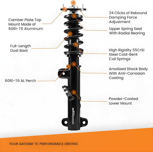 maXpeedingrods Performance Coilovers for BMW E36 3 Series Saloon Coupe Convertible Touring 1990-1998 318 328 325