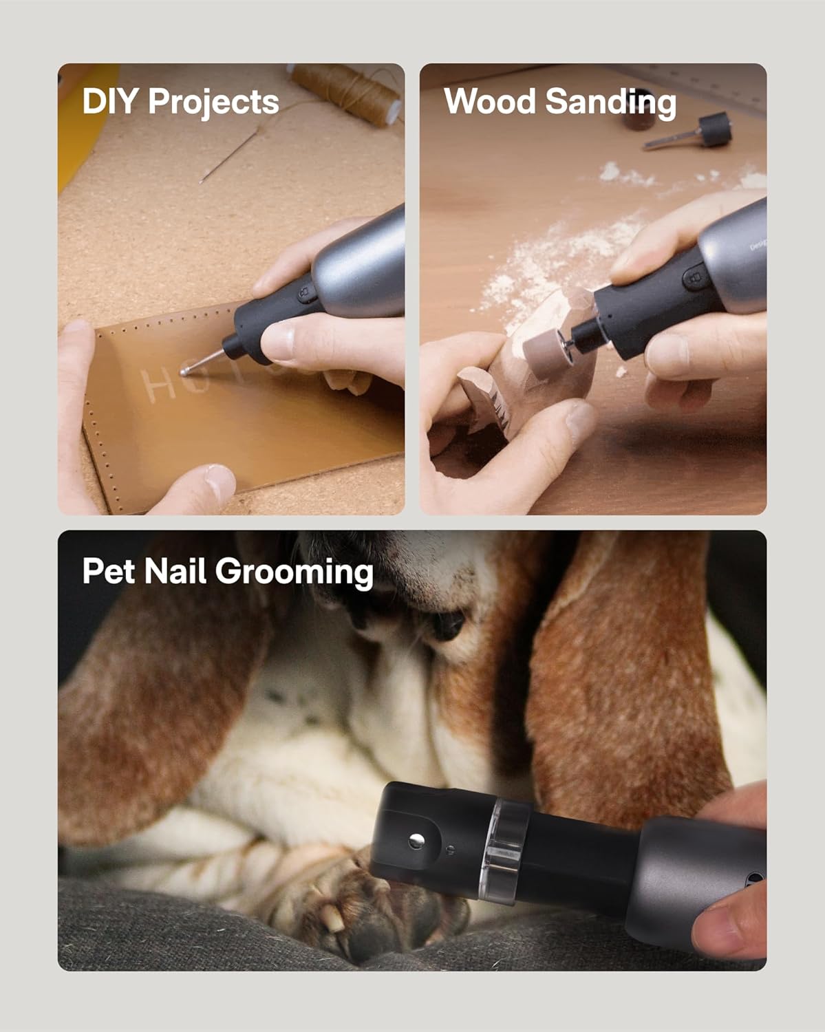 HOTO 4V Mini Cordless Rotary Tool Kit, 25000RPM, 5-Speed USB-C Rechargeable Rotary Tool with 35 Accessories, LED Light, Power Tool for 3D Printer Sanding, Polishing, Drilling, Carving, DIY Crafts