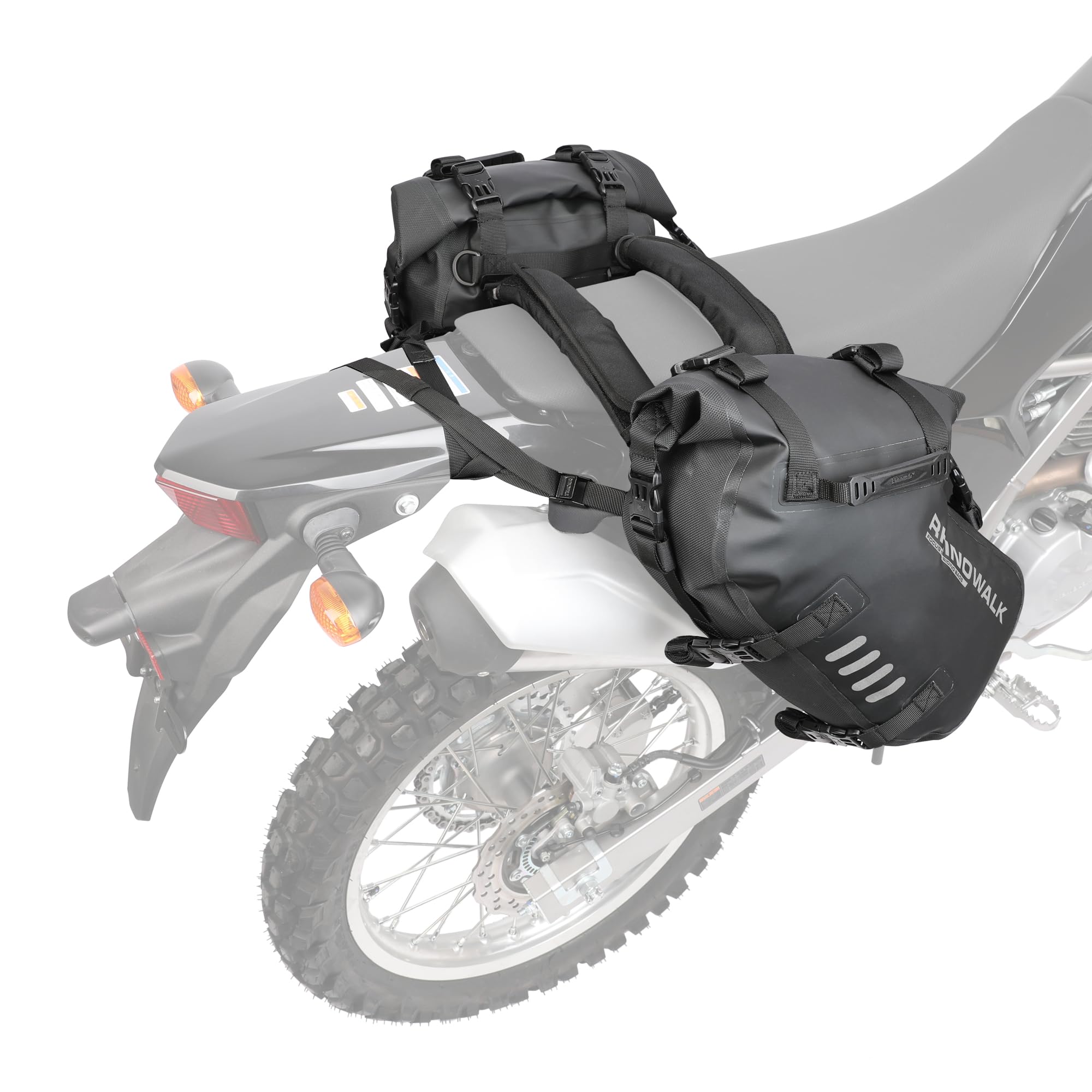 Rhinowalk Motor Pannier Bag Motorcycle Seat Bag Waterproof Travel Luggage Expandable19-26L, Black (MT4026)