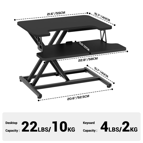 ERGOMAKER Standing Desk Converter, 36"/91cm Wide Height Adjustable Quick Sit to Stand Up Desk Riser for Dual Monitor