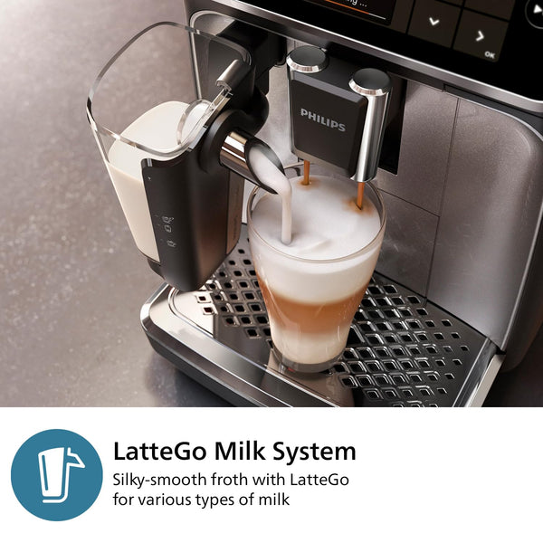 Philips 2200 Series Fully Automatic Espresso Machine - 2 Coffees, Touch Display, Classic Milk Frother, Ceramic Grinder, Matte Black (EP2220/10)