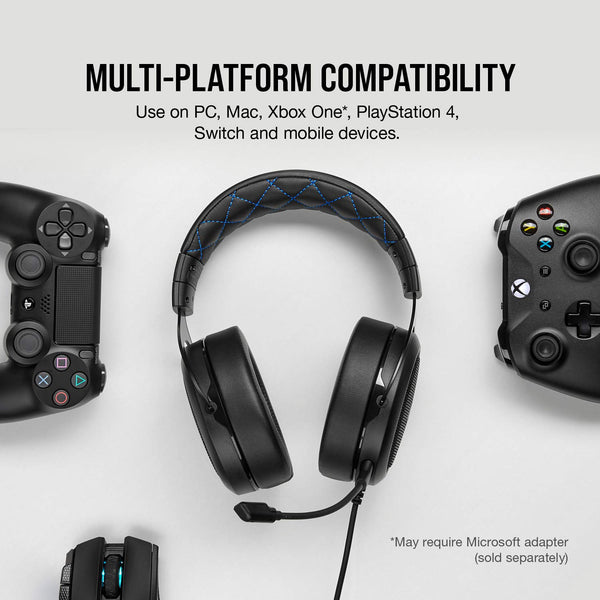 CORSAIR HS55 SURROUND Lightweight Multiplatform Wired Gaming Headset – Dolby 7.1 Surround Sound – iCUE Compatible – PC, Mac, PS5, PS4, Xbox, Nintendo Switch, Mobile – Carbon