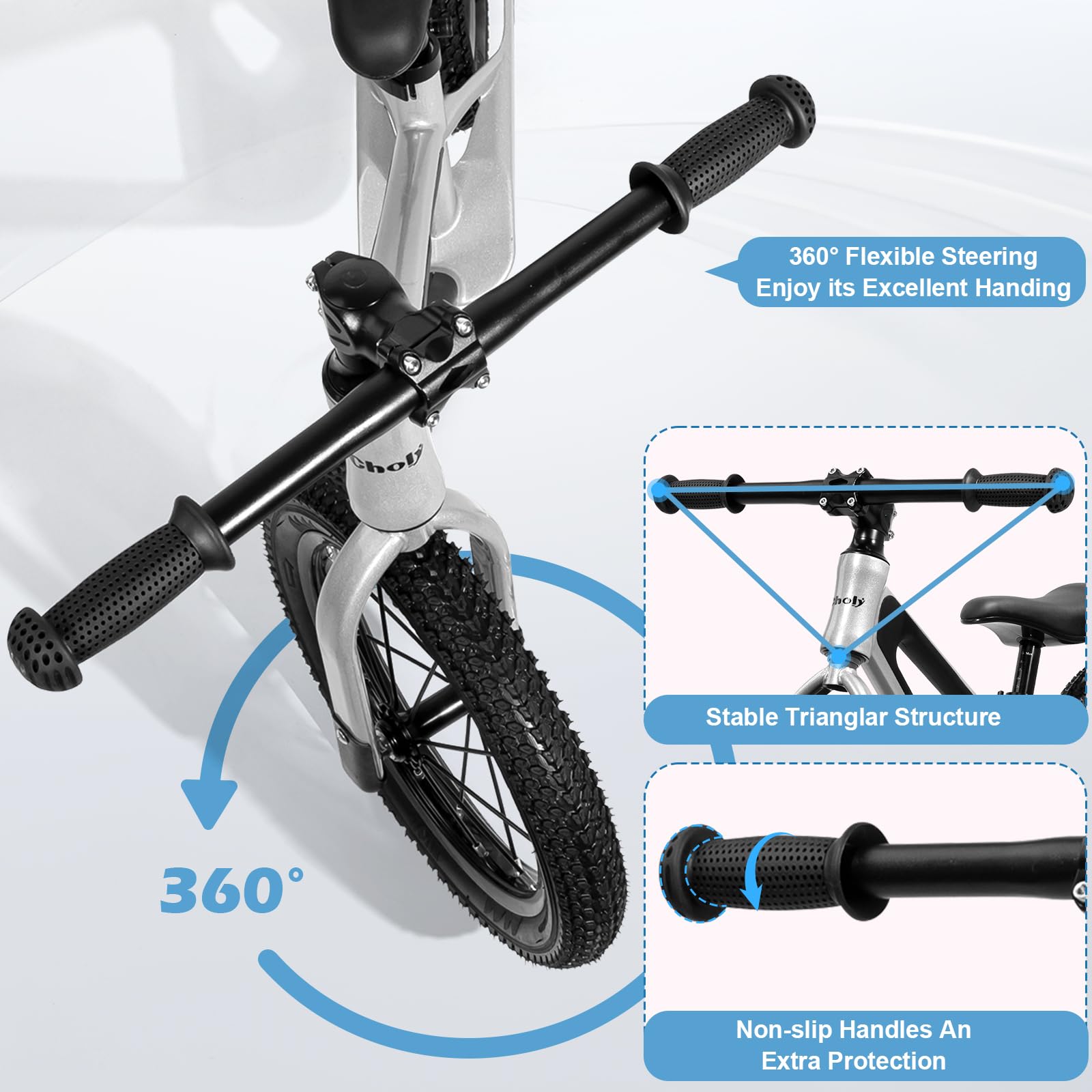 CHOLY 14 Inch Balance Bike for 3,4,5,6 Year Old Boys Girls, No Pedal Kids Bike with Adjustable Seat, Air Tires and Magnesium Alloy Frame, Lightweight Children's Traing Bicycle