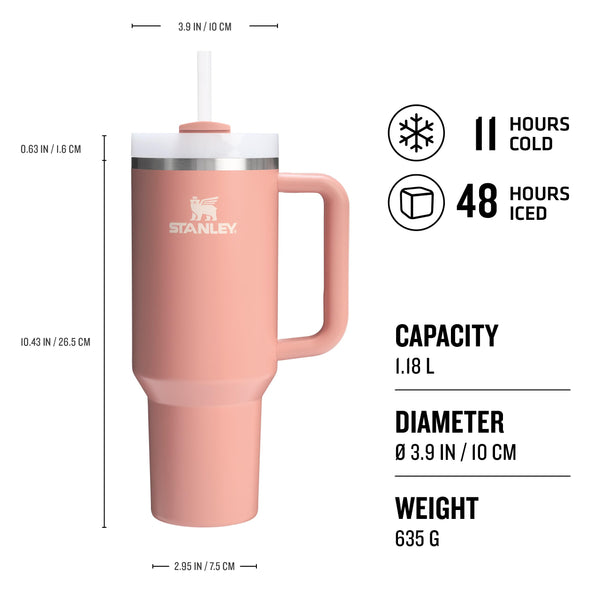 STANLEY Quencher H2.0 Flowstate Tumbler 1.2L - Cold for 11 Hours - Iced for 48 Hours - Metal Water Bottle with Straw, Handle and Lid - Dishwasher Safe - Travel Mug for Cold Drinks