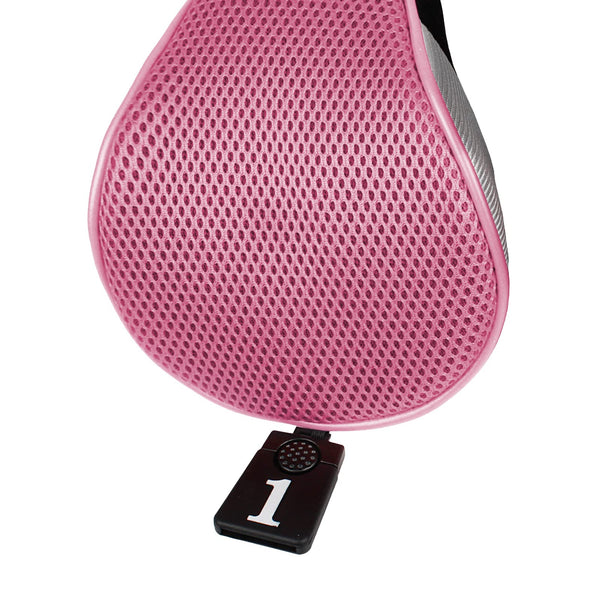 Andux 6pcs/Set Golf Club Head Covers Woods Driver Fairway Hybrid Set Long Neck (3 Hybrid + 3 Woods) Black/Pink