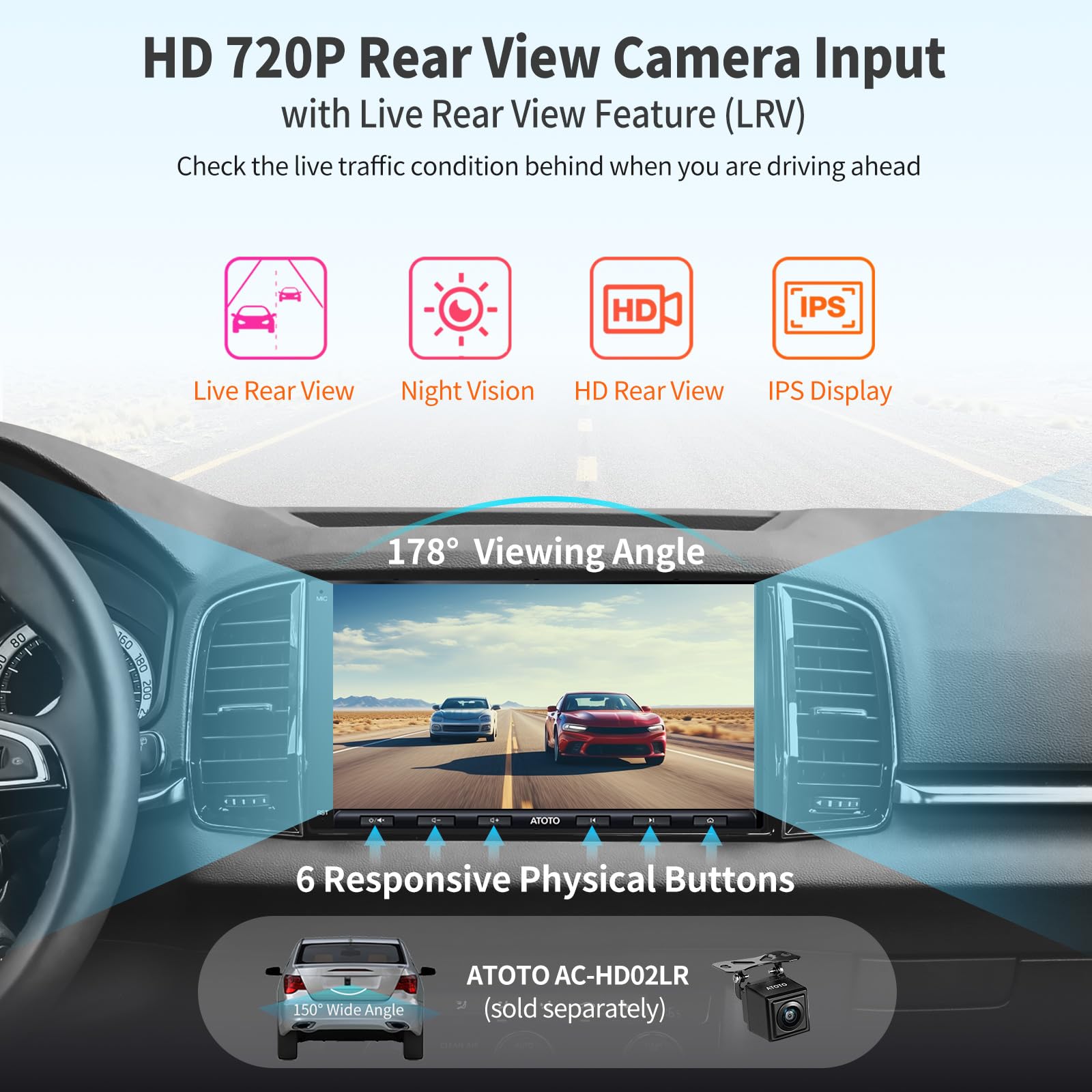 ATOTO A6 PF 7inch Double-DIN Android Car Stereo, DAB+ Ready, Wireless CarPlay, Wireless Android Auto, Mirrorlink, TouchScreen Car Radio, Dual Bluetooth, WiFi/BT/USB Tethering, HD LRV, 2G+32G, A6G2A7PF