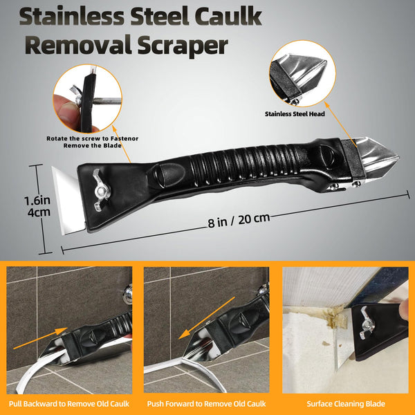 iLitLuk Drip-Free Caulking Gun Ratchet Rod Caulk Gun Applicator 15:1 Thrust Ratio Labor-Saving Lightweight Nylon Frame Cartridge Gun for 10oz/300ml Standard Caulk Tubes with Silicone Finishing Tools