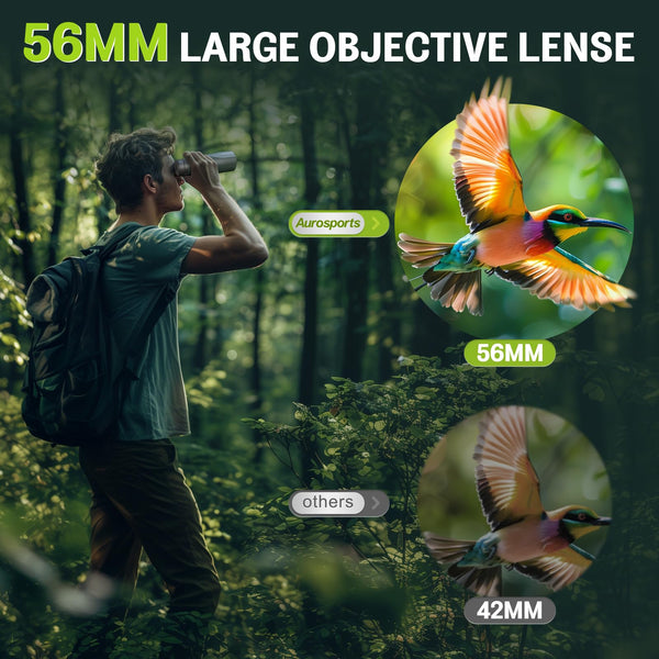 15x56 Binoculars for Adults High Powered - Aurosports HD Large View Binocular with Clear Low Light Vision - Lightweight Easy Focus Binos Bird Watching Hunting Hiking Cruise Travel - Black
