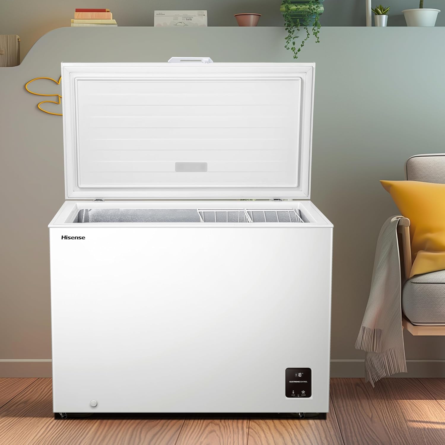 Hisense FC386D4AWLE 297Litres Freestanding Chest Freezer, 4 Star Freezer Rating, E Rated in White