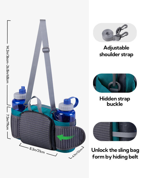 Waterfly Hiking Waist Pack Bum Bag Waist Bag with Bottle Holder Running Bag for Camping Climbing Travel Cycling and Dog Walking