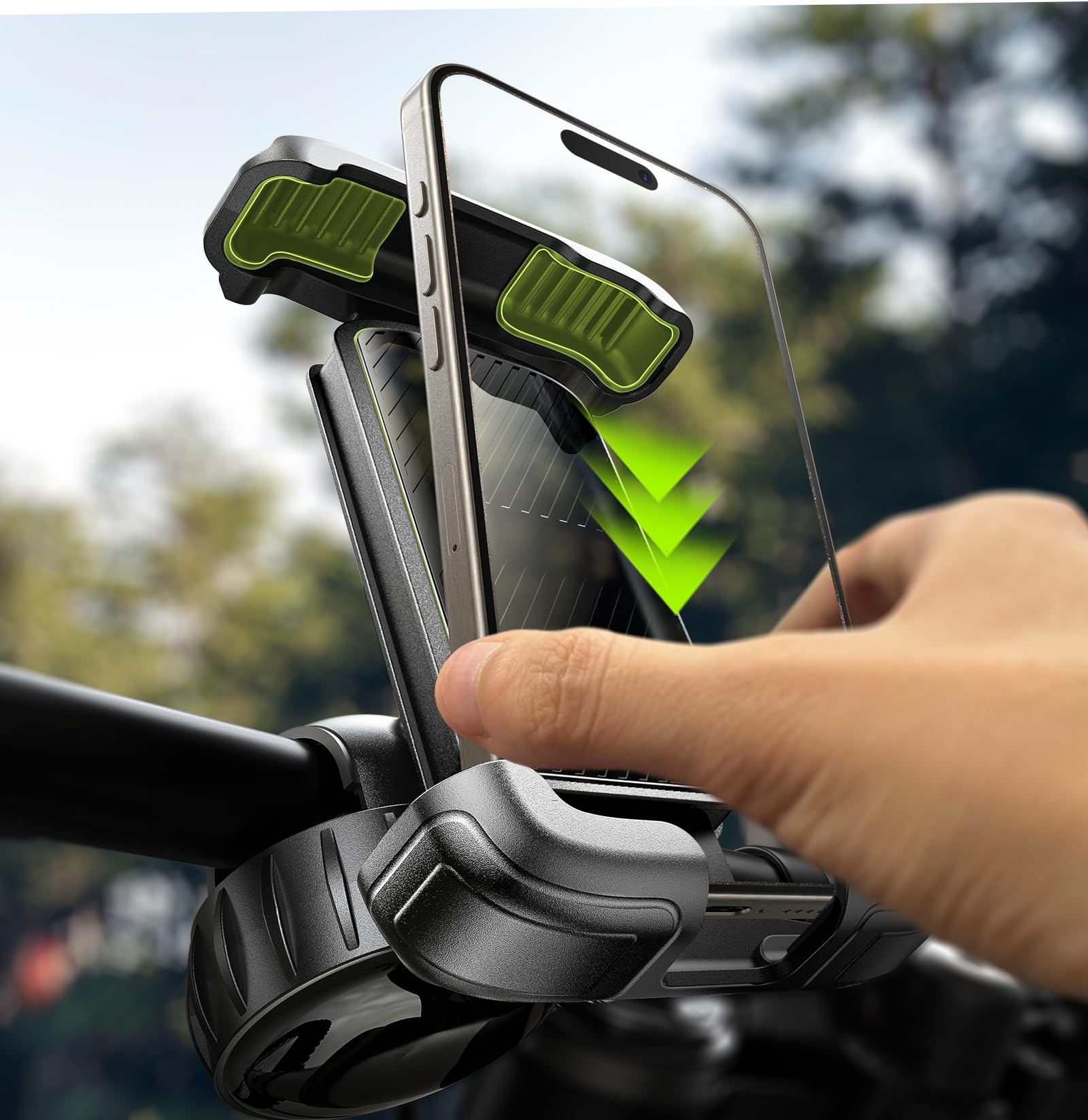 LISEN Bike Phone Holder - [2 Step Install] Bicycle Phone Holder for Bikes, [Silicone Pro+] Motorbike Phone Mount E-Scooter, Trolley Golf Accessories for iPhone 16, 4.7''-7.0'' Mobile Phones