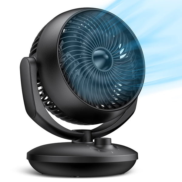 Air Circulator Desk Fan, Silent Cooling Fan, Portable Quiet Table Oscillating Fan with 3 Speed Settings, 90 Adjustable Tilt for Rooms, Wide-Angle