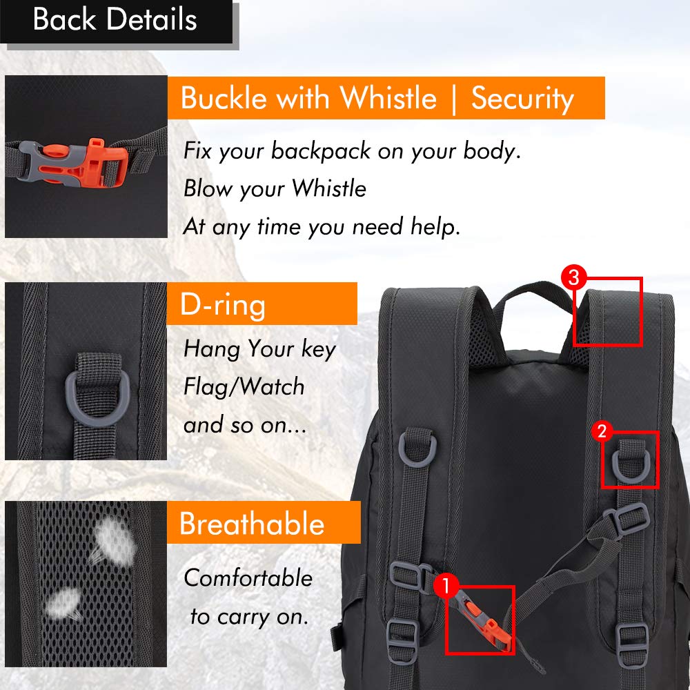 MAXTOP 40L Ultra Lightweight Packable Backpack Foldable Rucksack Water Resistent For Men Women Kids Outdoor Camping Hiking Travel Daypack Handy Durable