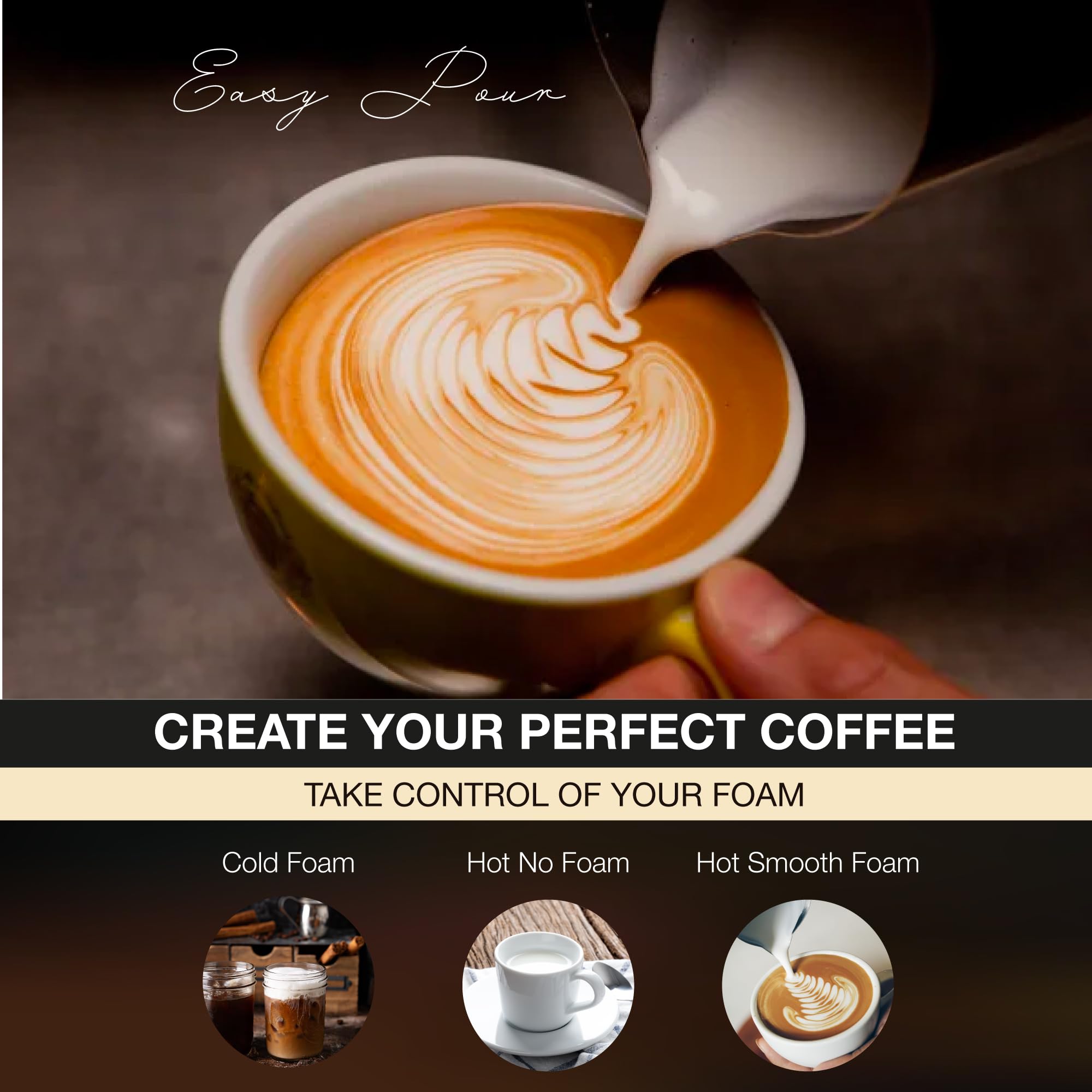 Andrew James Multi-Functional Electric Milk Frother & Milk Steamer, 500W 300ml 5 Functions 1 Touch Operation, Non-Stick, Hot Chocolate Heater, Milk