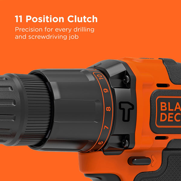 BLACK+DECKER 18V Hammer Drill with Battery, Charger, and Kitbox, BCD700S1K-GB