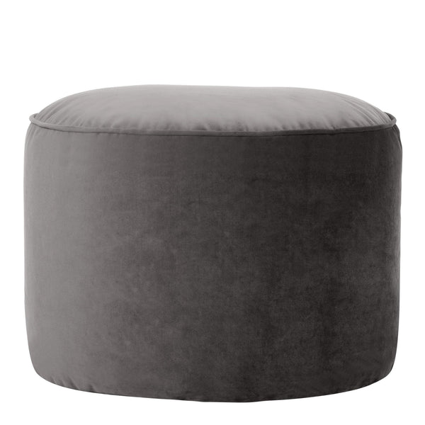 icon Milano Velvet Bean Bag Pouffe, Charcoal Grey, Large Pouffe Footstool with Filling Included, Footrest, Bedroom, Living Room, Living Room Furniture