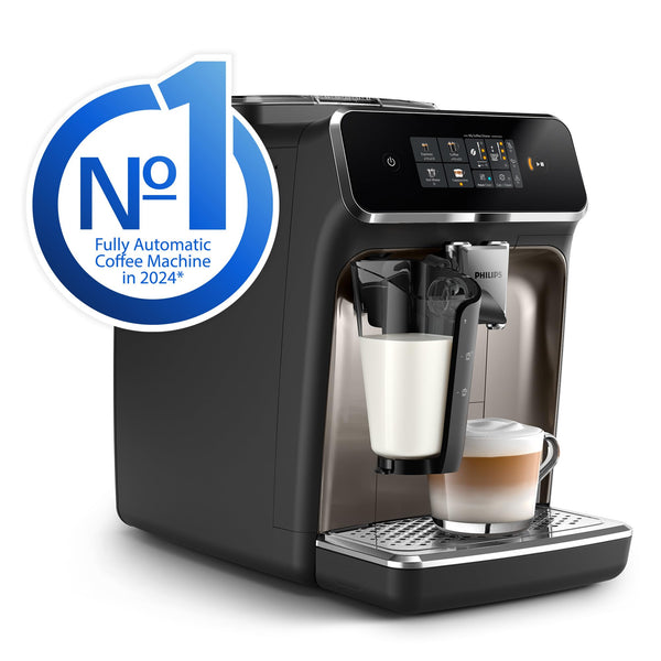 PHILIPS 5400 Series Bean to Cup Coffee Machine – 12 Coffee Varieties, LatteGo Milk Frother, Fastest-to-Clean, Ceramic Grinder, Fully Automatic Espresso & Cappuccino maker – Black, Silver (EP5446/70)