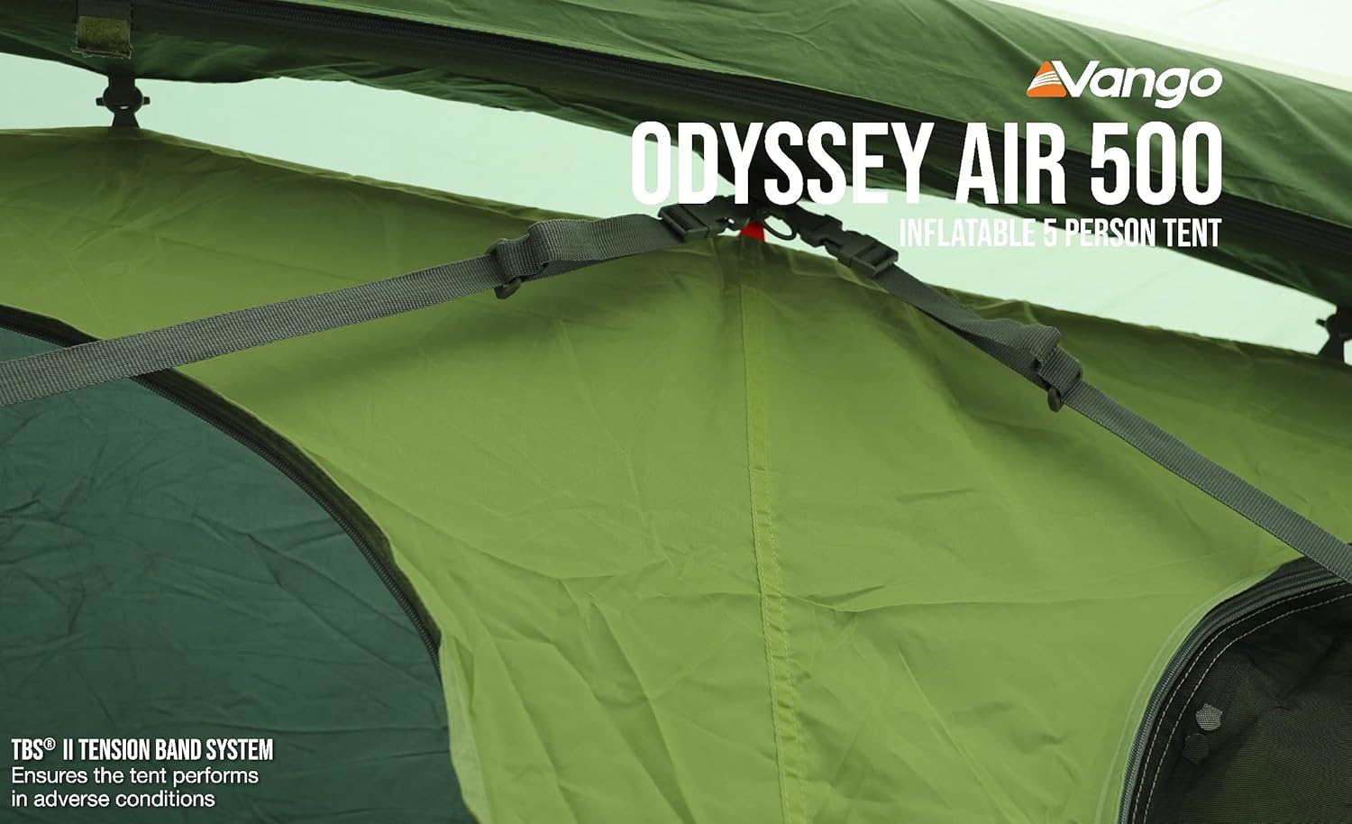 Vango Airbeam Odyssey Air 500 Villa Tent [Amazon Exclusive], 5 Man Inflatable Tent with Pump, Sun Canopy, Easy Pitch Family Camping, Epsom Green